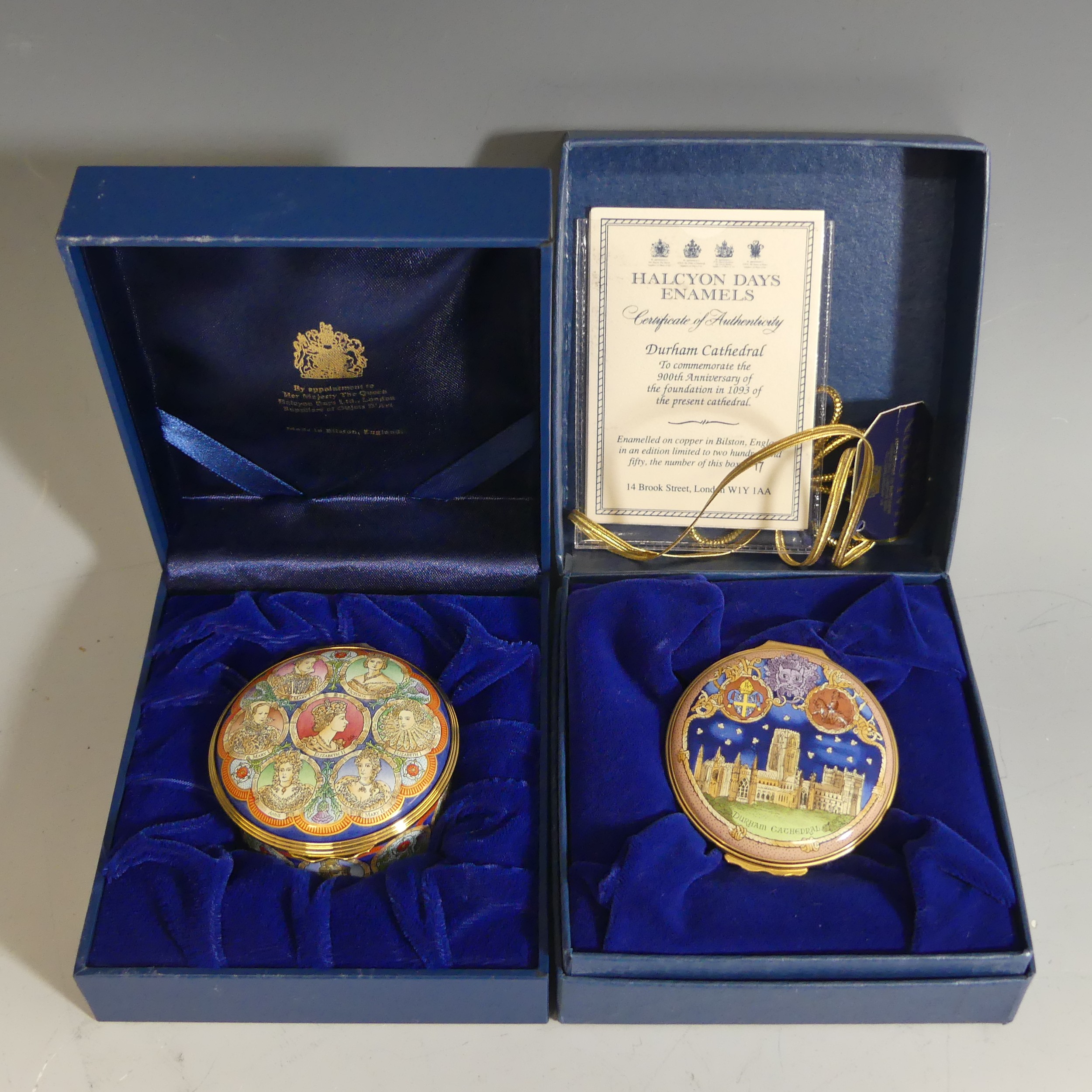 A small quantity of limited edition Halcyon Days enamel Boxes, comprising Charles II The Restoration - Image 3 of 3