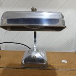 A retro 20thC chrome bankers desk Lamp, with rectangular shade, H 23cm.