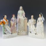 A Staffordshire flatback figure of Miss Nightingale, modelled standing with her hand resting on a