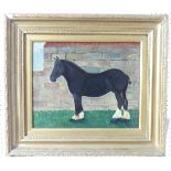 20th century School, Portrait of a plough horse, oil on board, signed J. Taylor verso, 23cm x