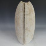 Alan Wallwork (1931-2019); a very tall stoneware pebble Vase, with incised decoration to centre