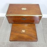 A Victorian brass bound mahogany Writing Slope, with Portnahaven inscription dated 1860,  50cm wide,