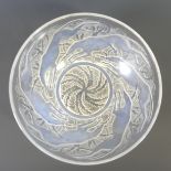 A R Lalique 'Chien' frosted and opalescent Bowl, relief moulded with dogs amongst foliage, moulded