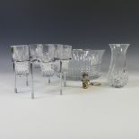 A Waterford cut crystal glass Fruit Bowl, 26cm diameter, together with a set of six Waterford