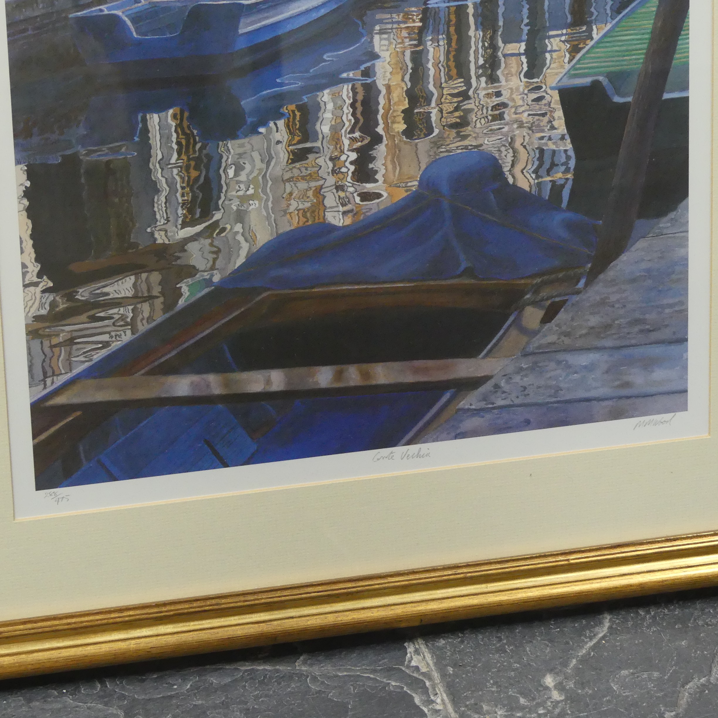After Michael MacDonagh Wood, Conte Vecchia, Venice, limited edition print, 268/475, signed in - Image 2 of 2