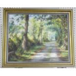 M Childs, (British, 20thC) Woodland Walk, oil on canvas, signed lower left, 40cm x 49cm, framed.