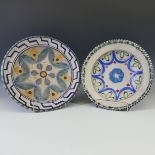 A circa 1930s Honiton Pottery Charger, decorated with hand painted geometric design, signed to base,