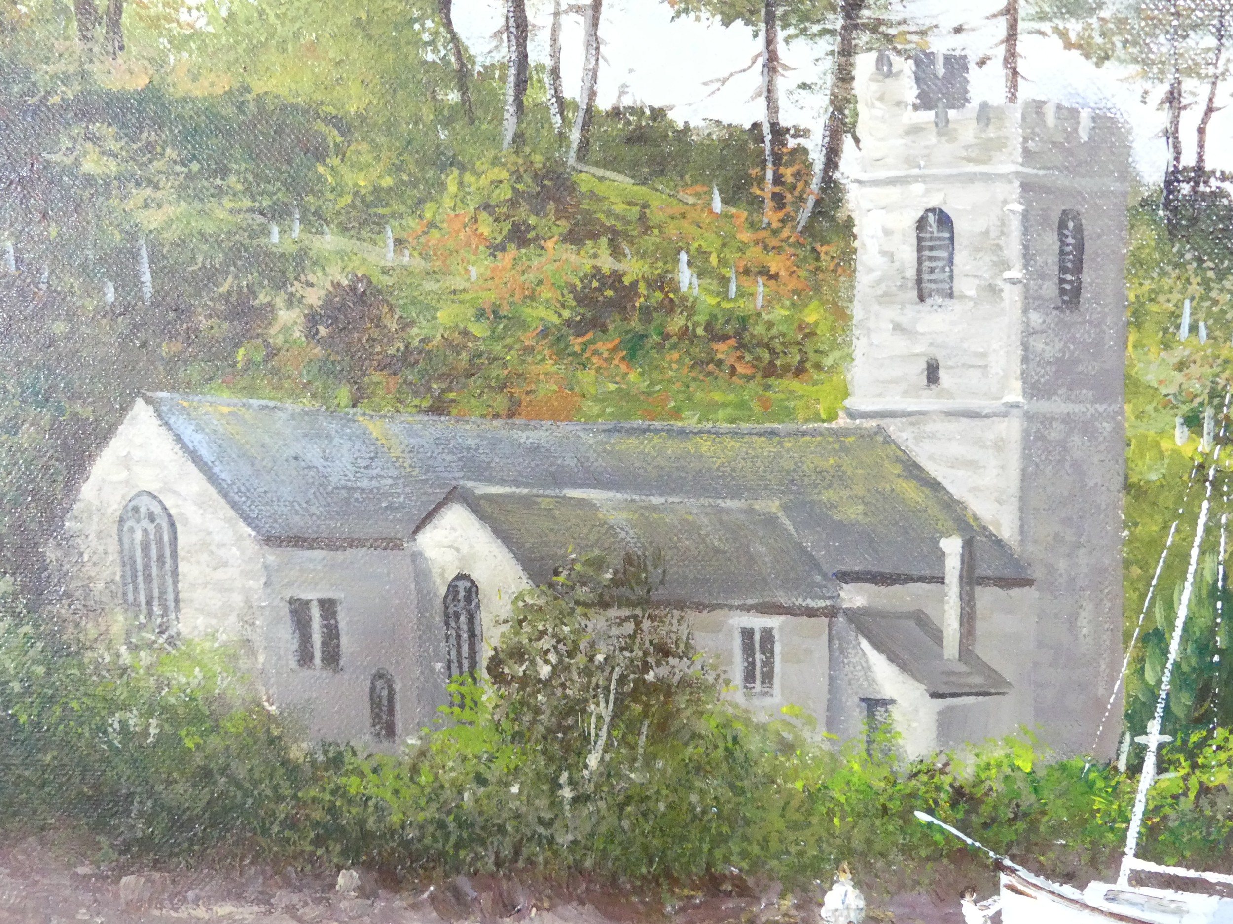 Richard Blowey (British, b.1947), "St. Just in Roseland, Cornwall", oil on canvas, signed lower - Image 3 of 5