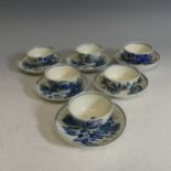 An 18thC Caughley porcelain Tea Bowl and Saucer, decorated in the three flowers and butterfly