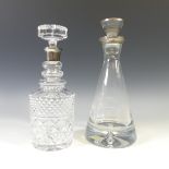 An Elizabeth II hallmarked silver mounted glass Decanter, by W I Broadway and Co, Birmingham 2003, H