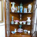 A collection of late 19thC / early 20thC Vaseline Glass, to include Vases, Dishes, Plates etc.,