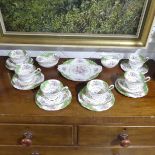 A Royal Albert 'Albany Green' pattern part Tea Service, comprising five Cups and six Saucers, six