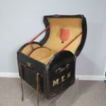 A vintage leather domed Travelling Trunk, with lift out compartment, bearing label for Pearson &