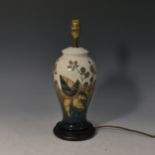 A Moorcroft 'Bramble' pattern Table Lamp, tube lined decoration on a blue and cream ground, H