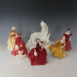 A small quantity of Royal Doulton Ladies, comprising Louise HN3207, Winsome HN2220, Autumn Breezes