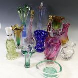 A large quantity of mid century Glassware, to include Caithness, Whitefriars, Mdina, Table Lamps