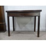 19th century mahogany gate-leg folding Card Table, on chamfered square legs with blind fret