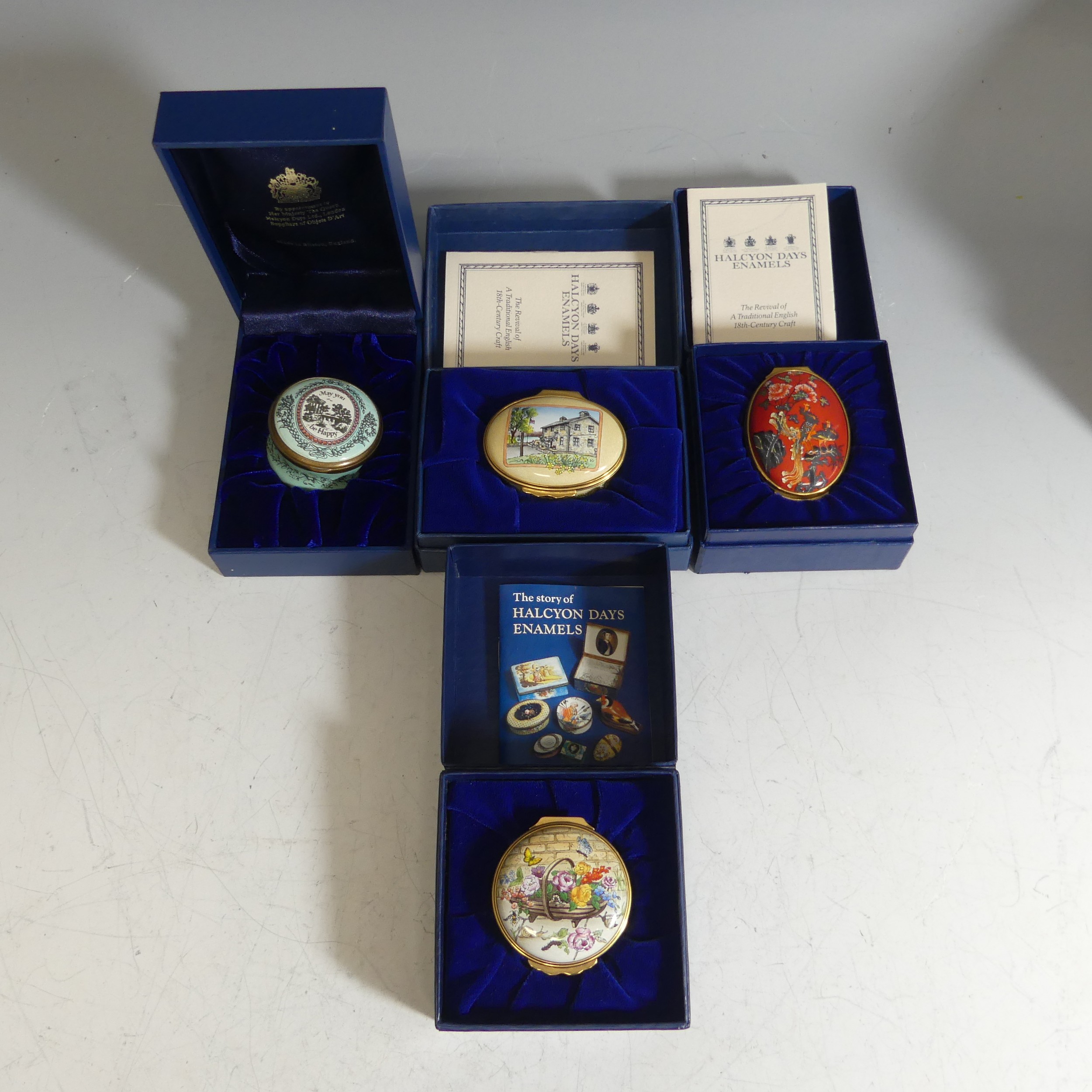 A small quantity of Halcyon Days enamel Boxes, of varying interests, including 'The Beckett - Image 3 of 3