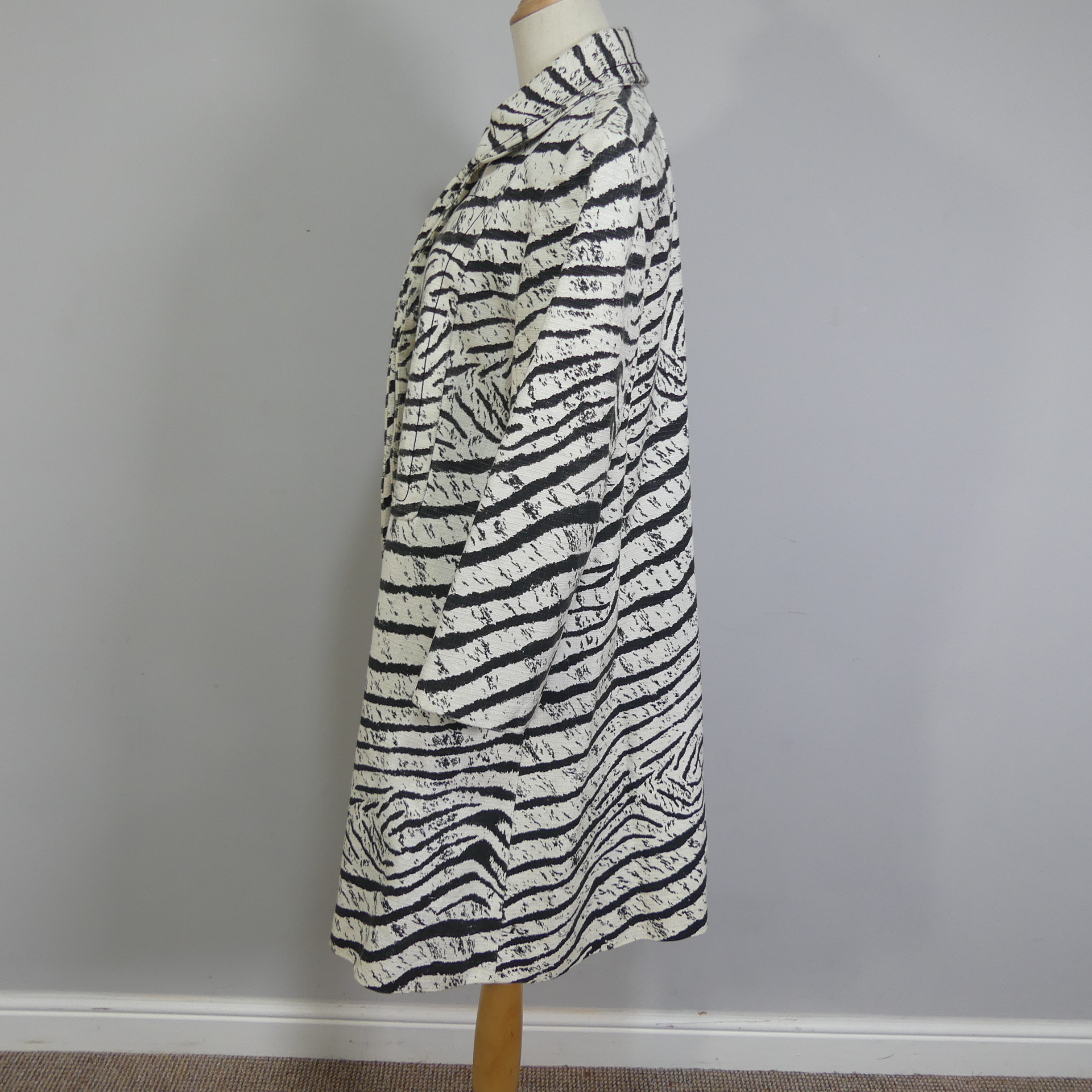 Vintage Fashion Tailoring, circa 1960s; a black and white zebra print Trench Coat, in a heavy slub - Image 5 of 7