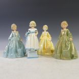 A Royal Worcester porcelain figure 'Grandmothers Dress', with green and metallic gilt colourway,