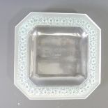 A R Lalique 'Margarite' pattern octagonal Dish, relief moulded with a floral border, etched mark