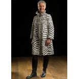 Vintage Fashion Tailoring, circa 1960s; a black and white zebra print Trench Coat, in a heavy slub