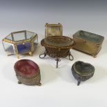 An unusual 19thC ormolu and bevelled glass Jewellery Casket, in the form of a wicker basket, W