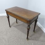 A 19th Century mahogany fold-over Card Table, with ebony stringing, green baize and sunk counter