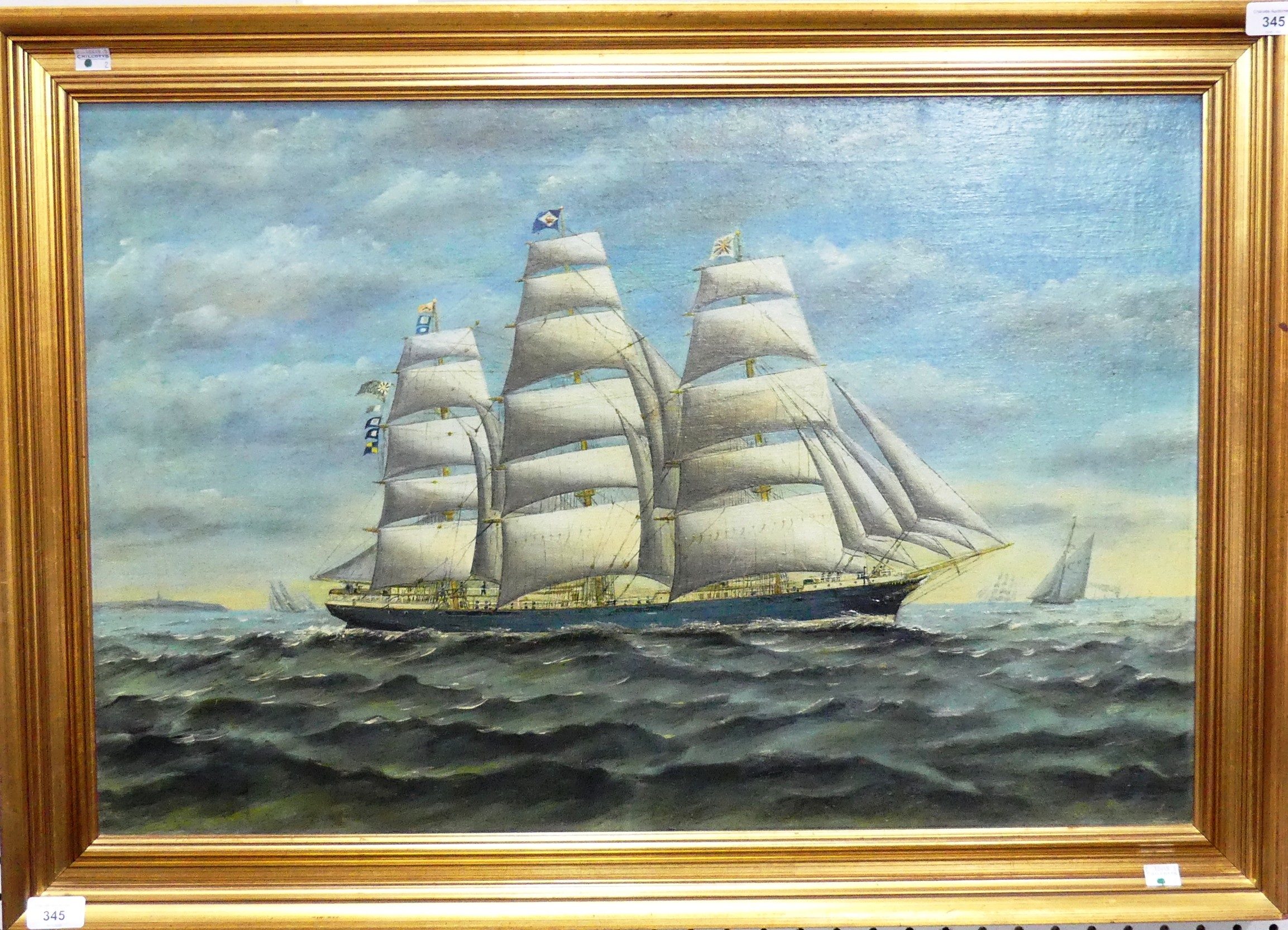 Late 19th century School, The clipper ‘Crown of Scotland’ off the coast, oil on canvas, 50cm x 76cm,