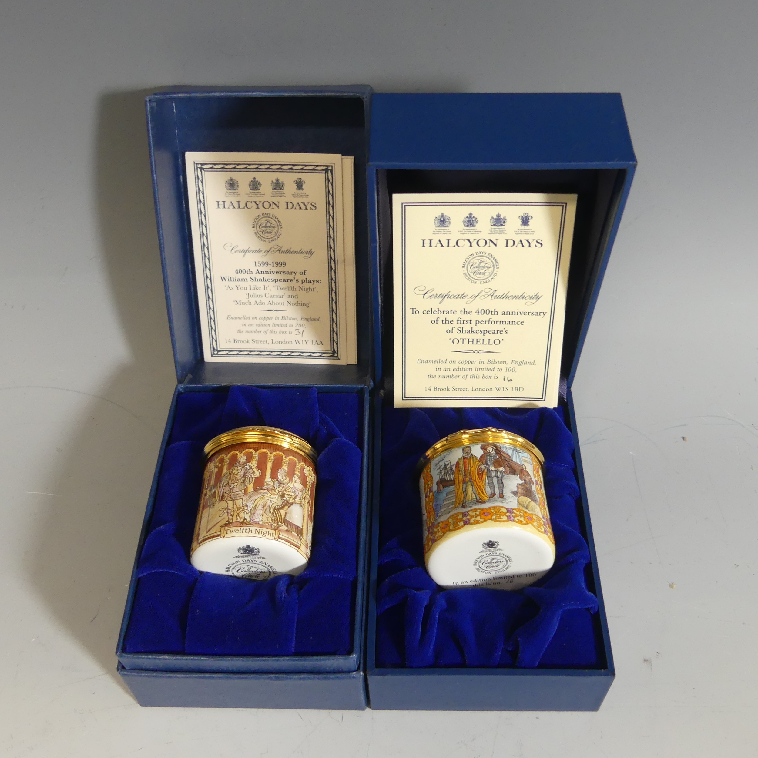 A small quantity limited edition of Halcyon Days enamel Boxes, comprising the 400th anniversary of - Image 2 of 3