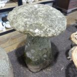 Garden statuary; An antique granite Staddle Stone, of mushroom shape, approx height 66cm.