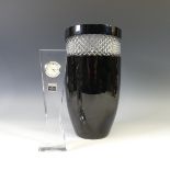 A John Rocha for Waterford black crystal Vase, with hobnail cut decoration, H 31cm, together with