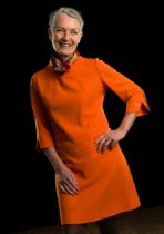 Vintage Fashion Tailoring, circa 1960s; an orange wool? crêpe knee-length dress, no makers label,