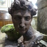 After Michelangelo (Italian, 1475-1564), vintage cast iron bust of David, W:28cm x H:54cm.