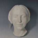 A ceramic Death Mask, depicting a female bust, unsigned, 29cm.