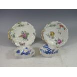 A pair of first period Worcester porcelain 'Blind Earl' sweet meat Dishes, painted with relief