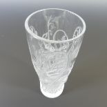 A Lalique crystal Harebells Vase, relief moulded with floral decoration, etched mark to base, H