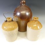 A salt glazed stoneware Flagon, stamped W Jackson Lichfield, chip and associated crack running