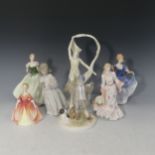 A limited edititon Royal Worcester Figure, 'Can I come too?', together with 'The Dance of Time',