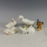 A small quantity of Royal Copenhagen Figural groups, to include a Goose model 1192 (chip to tail