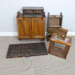 An Edwardian brass bound Wall Cabinet, with three shelves and lockable bar, key missing, W 34cm x