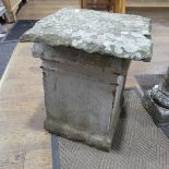 Garden ornamentation and statuary: a vintage stoneware square Chimney Pot, 62cm high, with