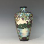 A Moorcroft 'Oyster Bay' pattern Baluster Vase, designed by Sian Leeper, tube lined decoration on