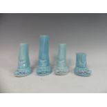Lawson E. Rudge (b. 1936), a pair of blue glazed studio pottery Salt and Pepper Pots, modelled as