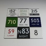 London Transport; Twenty-four enamel route plates, including Night Bus