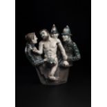 Lawson E. Rudge (b. 1936), a raku fired studio pottery sculpture of 'The Twickenham Streaker',