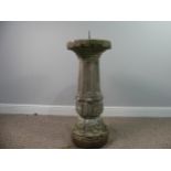 Garden Statuary; a reconstituted stone Sundial, weathered condition, H 85cm.