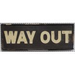 Railwayana; A Vintage GWR wooden "WAY OUT" Sign, painted with embossed lettering, some losses to