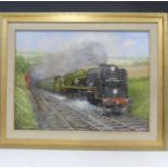 Railwayana; an original oil painting of 'Atlantic Coast Express' locomotive at Honiton Tunnel, by