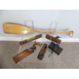 A pine canoe Paddle, Length 100cm, together with a quantity of carpentry tools to include a F